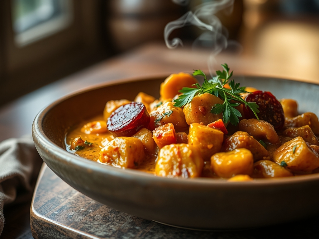 Curry de legumes e coco