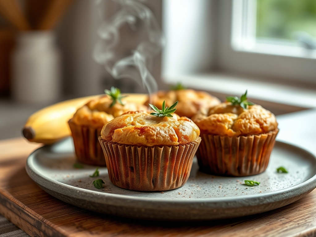 Muffins de banana e aveia