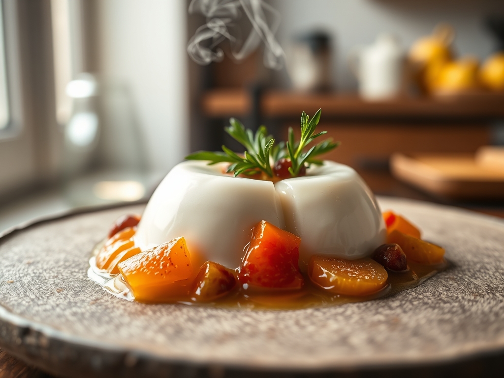 Panna cotta de coco e frutas
