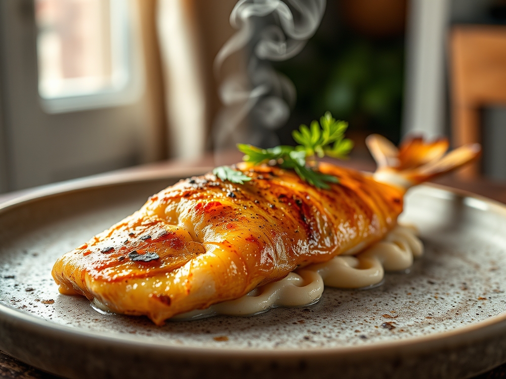 Peixe assado com crosta de coco