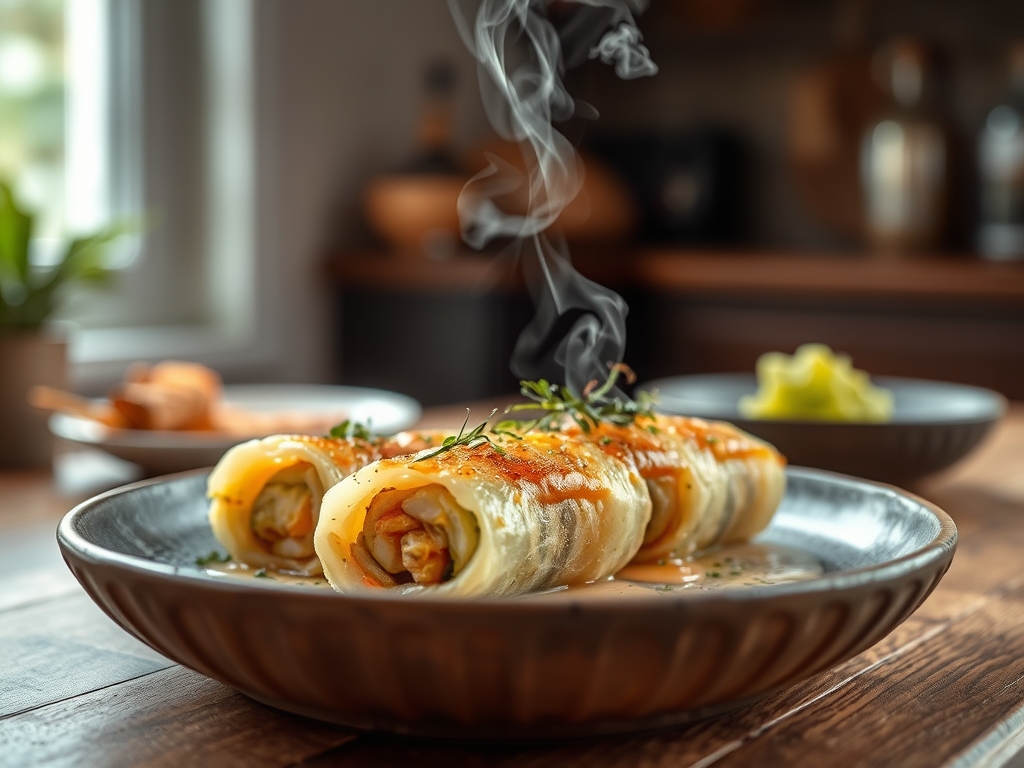 Roll de pepino com kani