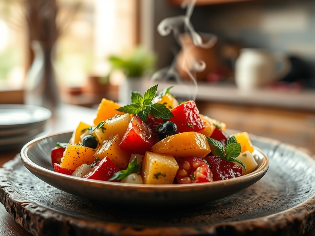 Salada de frutas com hortelã