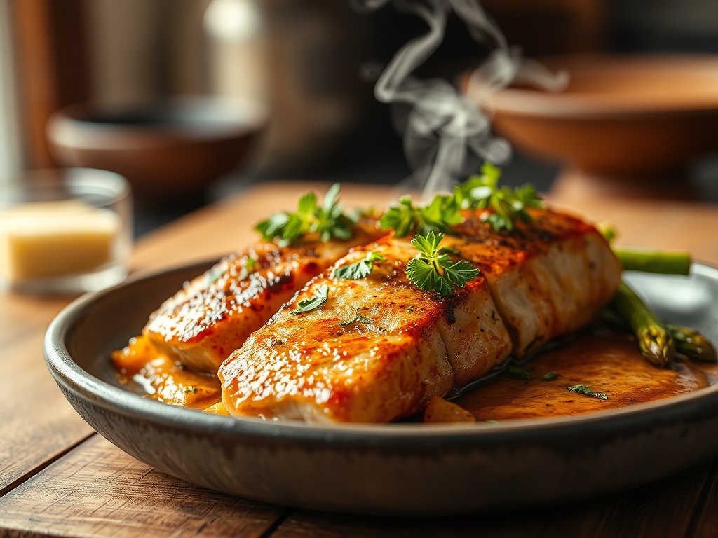 Salmão grelhado com aspargos