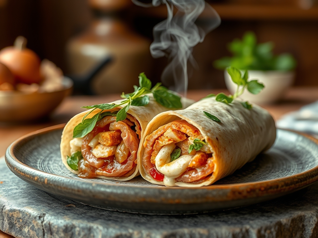 Wrap de couve e pavo