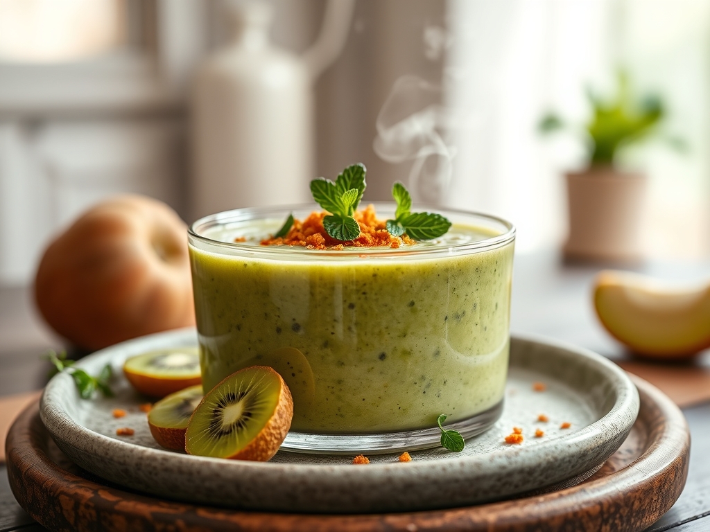 Smoothie de kiwi e maçã verde
